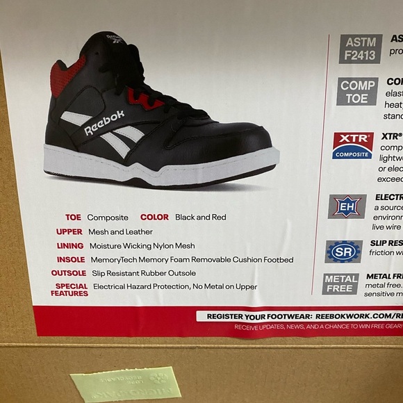 - NIB Reebok sneakers Black and Red size 11W - Picture 4 of 5